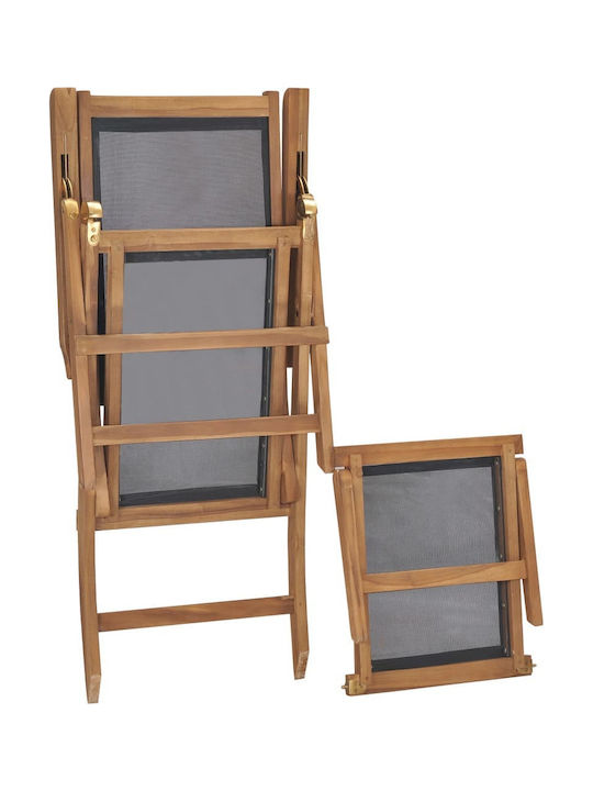 Deckchair Wooden with Textilene Fabric Brown 152x60x90cm.