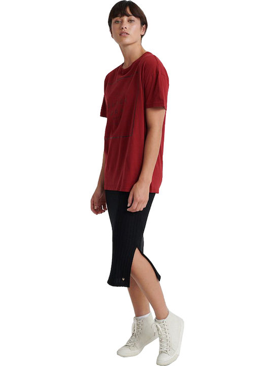 Superdry Premium Box Portland Femeie Tricou Burgundy