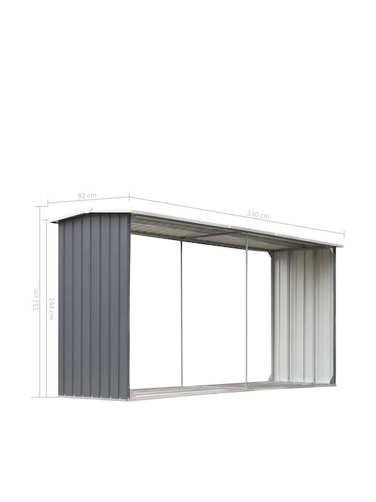 Grădină Metalică Protecție Anticorozivă Log de Depozitare de Grădină Șopron Galvanizat Gri L3.3xL0.92xÎ1.53m