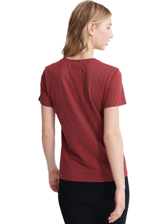 Superdry Serif Floral Emboss Feminin Tricou Floral Burgundy