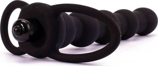 Lovetoy Vibrating Rock Balled Double Prober Пръстен Петел Силикон с анална клипса Черен LV2619