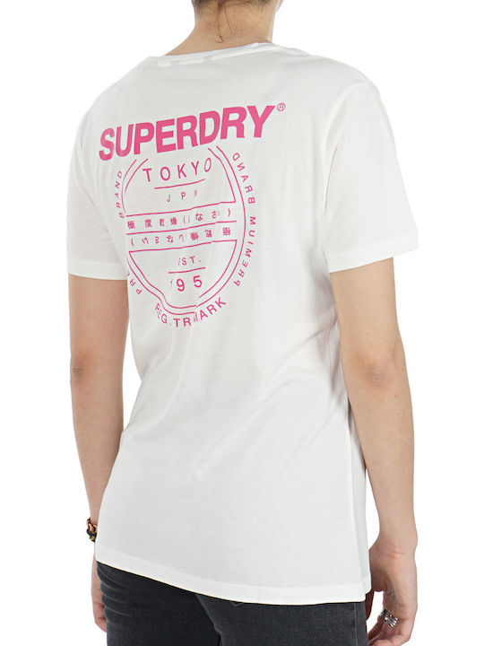 Superdry Katie Scoop Graphic Дамска Тениска Polka Dot Бял