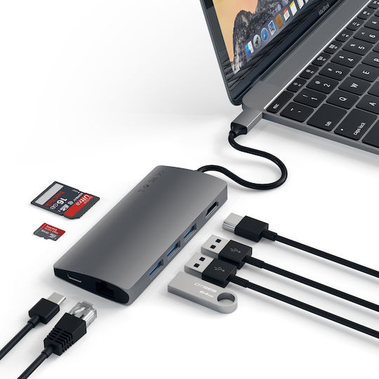 Satechi USB-C Docking Station with HDMI 4K PD Ethernet Gray (ST-TCMA2M)