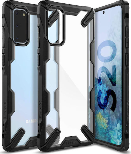 Ringke Fusion-X Back Cover Σιλικόνης 2mm με Λουράκι Μαύρο (Galaxy S20)
