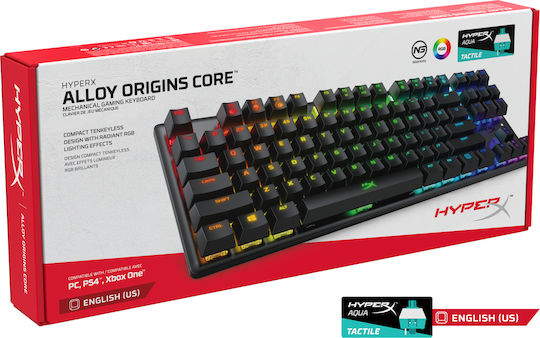 HyperX Alloy Origins Core Gaming Mechanical Keyboard Tenkeyless with HyperX Aqua switches and RGB lighting (English US)