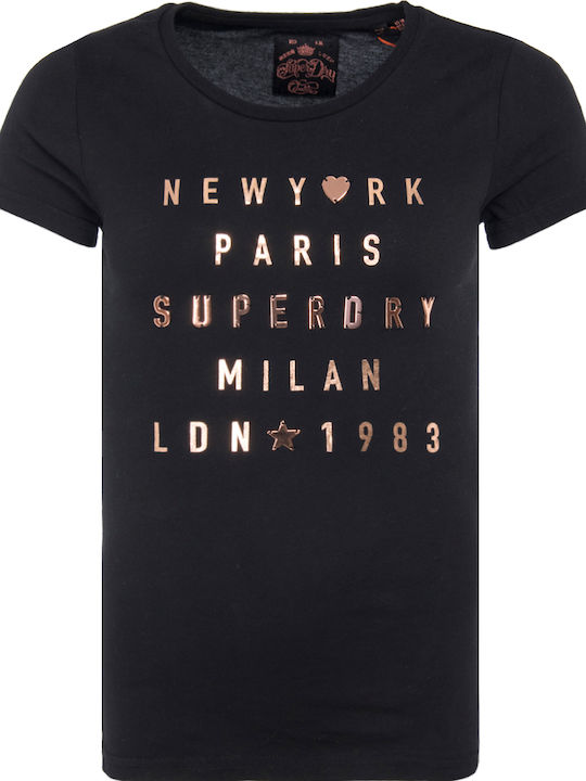 Superdry City Letters Women's T-shirt Black