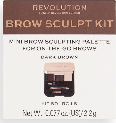 Revolution Beauty Brow Sculpt Kit Eyebrow Makeup Palette Dark Brown