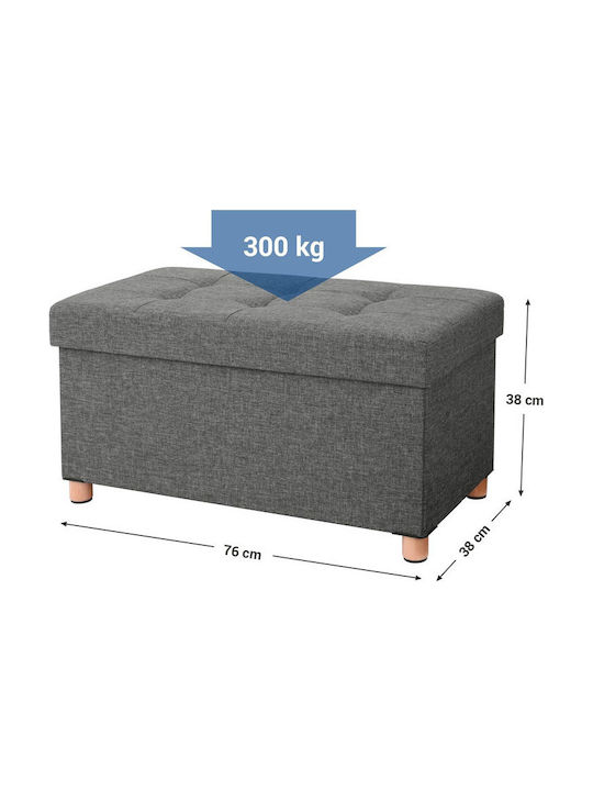 Stool Bench Stool With Storage Space Upholstered with Fabric Gray 76x38x40cm