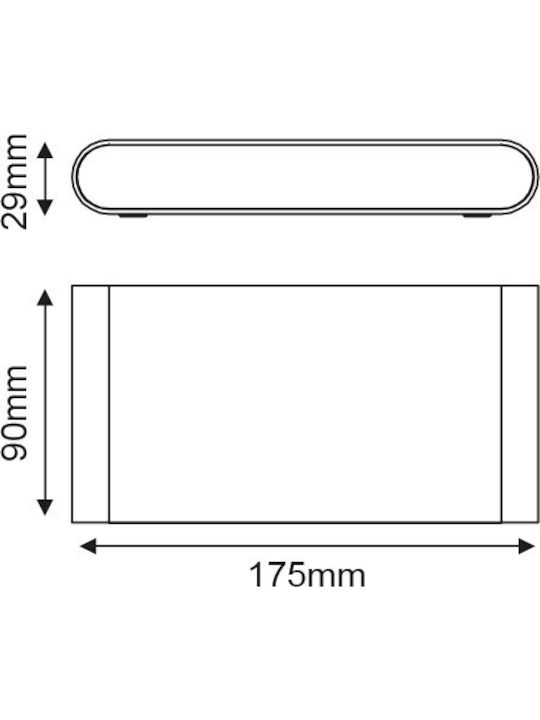 Aca Maida Wall-Mounted Outdoor LED Ceiling Lamp IP54 11W with Warm White Double Beam Light 17.5x2.9x9cm