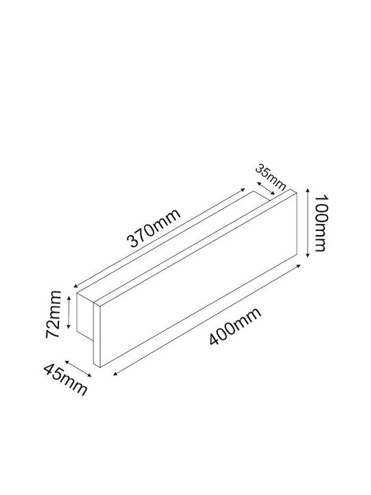 Aca LED Επιτοίχια Εξωτερική Πλαφονιέρα LED IP65 12W με Θερμό Λευκό Φως