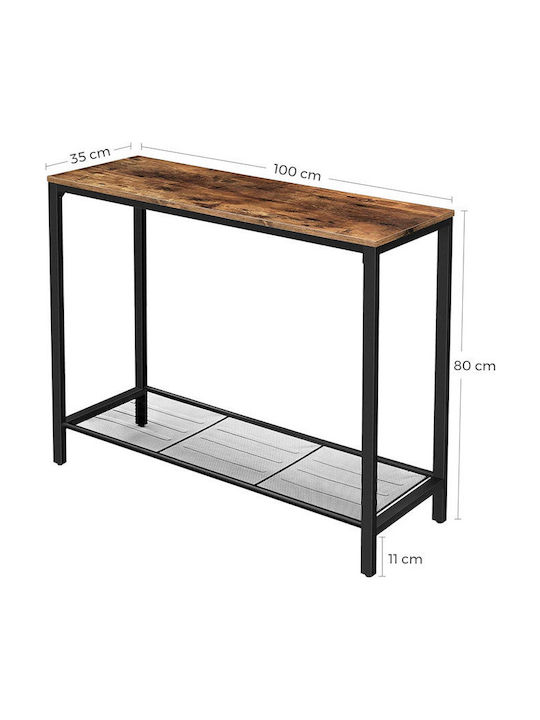 Consolă Lemn Negru / Nuc L100xL35xÎ80cm