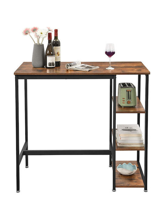 Table Bar Wooden with Metal Frame Walnut 109x60x100cm