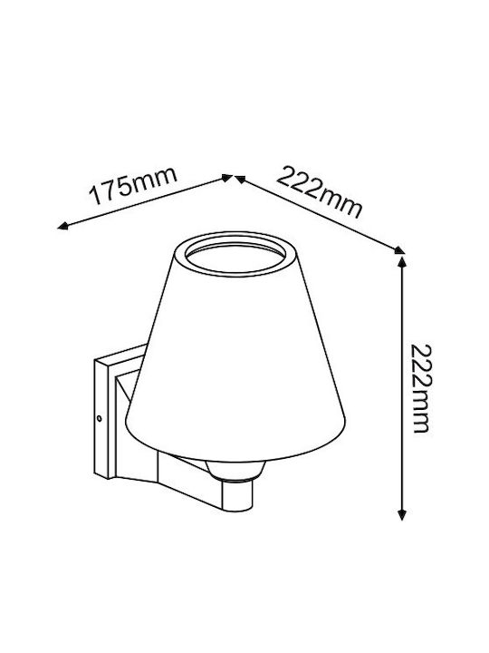Aca Agatha Wall-Mounted Outdoor Hat Light E27 IP65 Double Beam 22.2x22.2x17.5εκ.