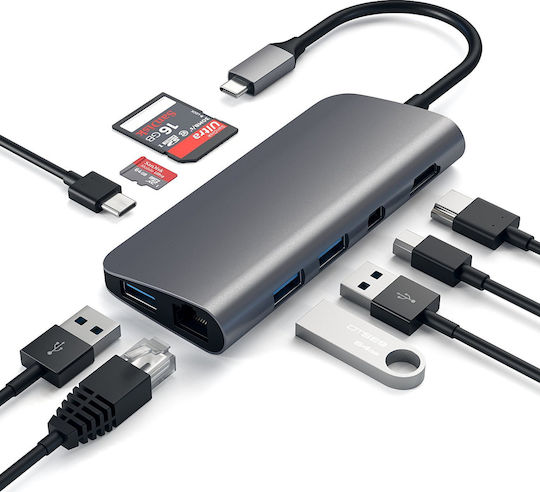 Satechi USB-C Docking Station with HDMI 4K PD Ethernet Gray (ST-TCMM8PAM)