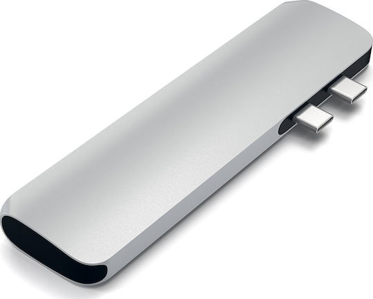 Satechi Docking Station με Διπλό USB-C HDMI 4K PD Ασημί (ST-CMBPS)