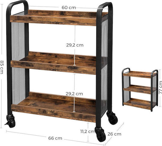 Vasagle Vasagle Küchenwagen Hölzernes 3 Ebenen Braun 66x26x85cm