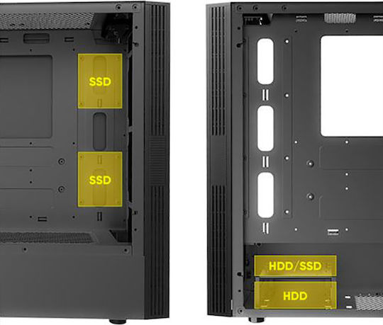 Armaggeddon Tesseract Core 3 Gaming Middle Tower Carcasă PC Cu Deschidere Laterală Neagră