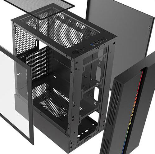 Armaggeddon Tesseract Core 3 Gaming Middle Tower Carcasă PC Cu Deschidere Laterală Neagră