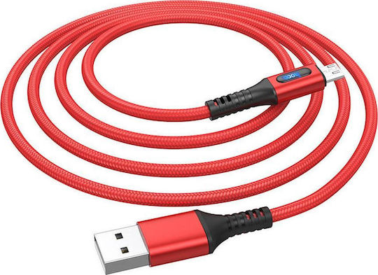 Hoco U79 Braided / LED USB 2.0 to micro USB Cable Κόκκινο 1.2m (HC-U79MRD)
