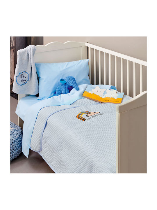 Palamaiki Blanket Cot Pikelino Waffle Light Blue 150x100cm