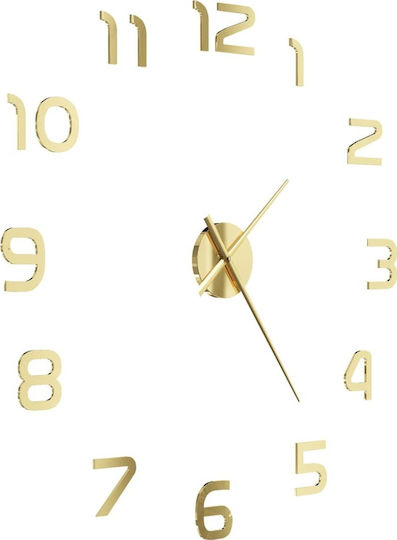 vidaXL Wanduhr Dreidimensional Modern Gold 100cm 3D Wanduhr Aufkleber Kunststoff Gold Ø100cm