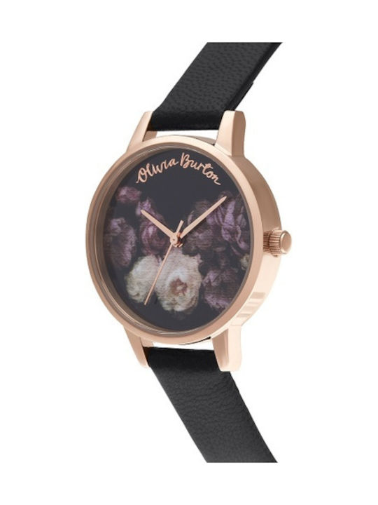 Olivia Burton Fine Art Watch with Black Leather Strap