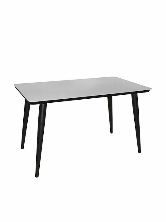 Union Table Dining Room with Glass Surface Black Glass White 130x80x75cm
