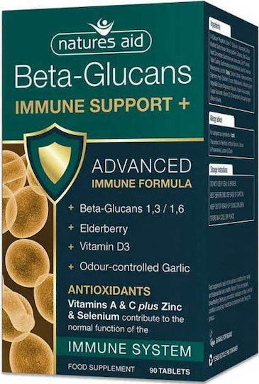 Natures Aid Immune Support+ With Beta Glucans Supplement For Immune System Support 90 Tablets