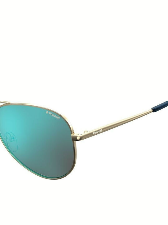 Polaroid Men's Sunglasses with Gold Metal Frame and Blue Gradient Polarized Lenses PLD 6012/N J5G/5X