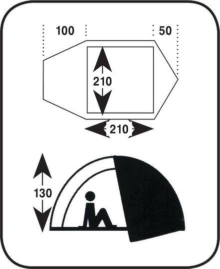 Seven Heaven Delta Traveller II Σκηνή Camping Igloo Μπλε με Διπλό Πανί 3 Εποχών για 2 Άτομα 210x210x130εκ.