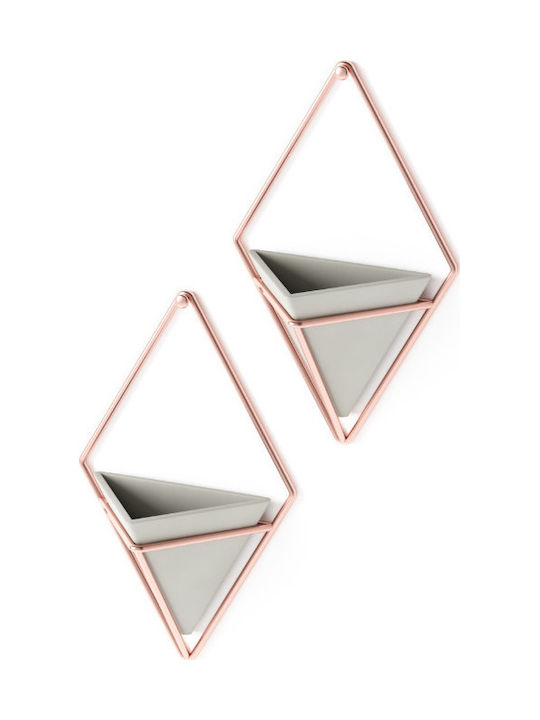 Umbra Set Wanddekorationen aus Keramik Trigg Small Grey/Copper 12x6.4x19cm 2pcs