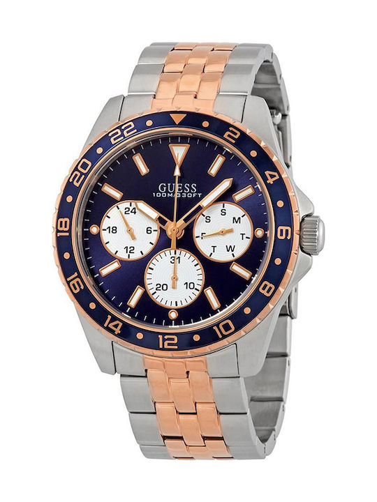 Guess Ceas Cronograf Baterie cu Rose Gold Brățară metalică W1107G3