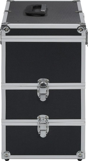 vidaXL Metallic Cosmetic Case Black H40xW37xD24cm