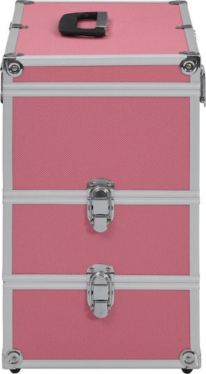 vidaXL Metallic Cosmetic Case Pink H40xW37xD24cm