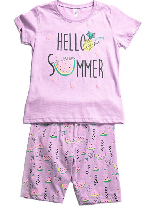 Dreams by Joyce Set Top & Bottom Kids Summer Pyjamas Pink