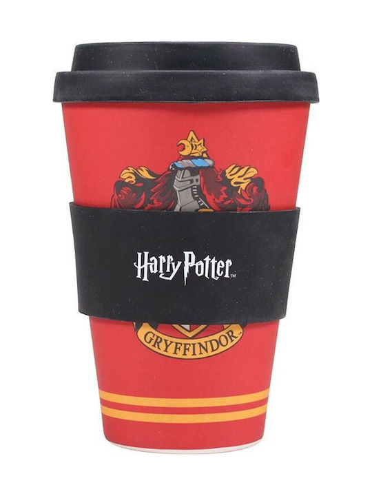 Half Moon Bay Harry Potter-Gryffindor Cană Bambus Cu Capac Roșie 400ml