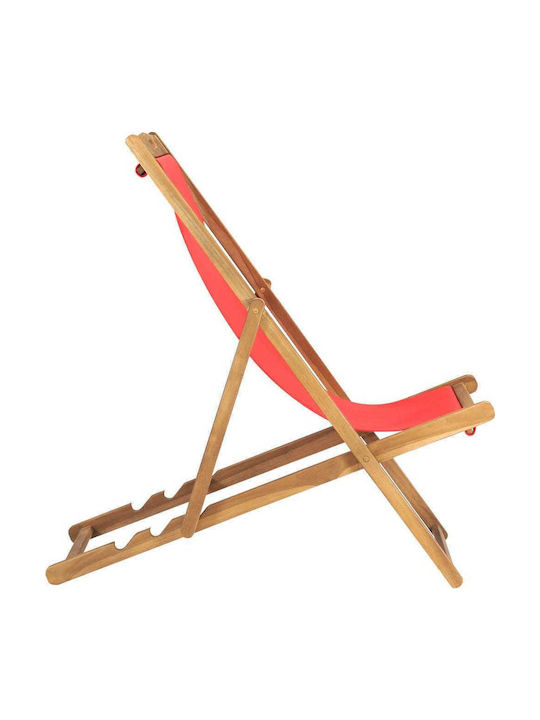 Deckchairs Wooden with Red Fabric 56x105x96cm