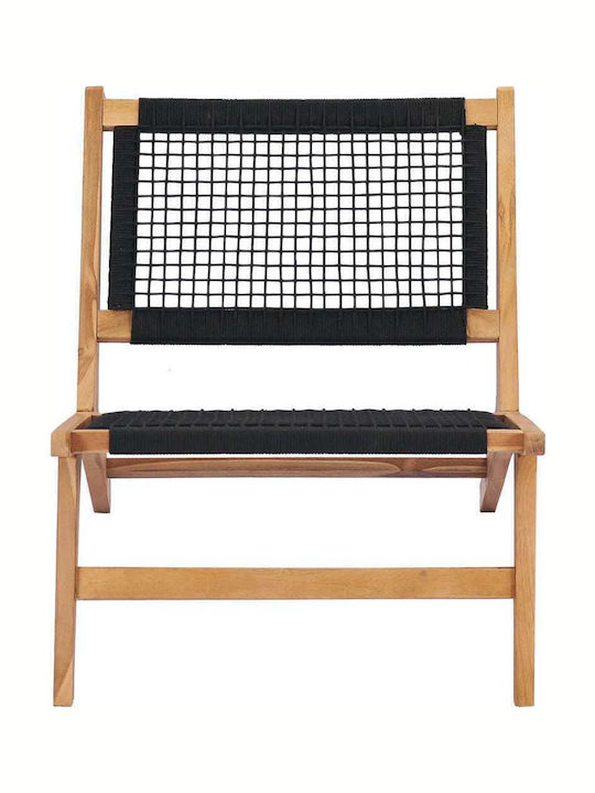 Σεζλόνγκ Ξύλινη με Μαύρο Ύφασμα 89.5x60x65cm