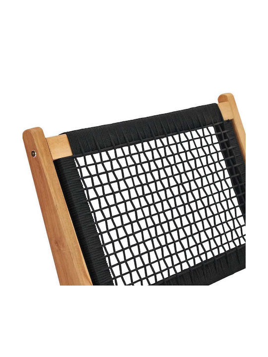 Σεζλόνγκ Ξύλινη με Μαύρο Ύφασμα 89.5x60x65cm