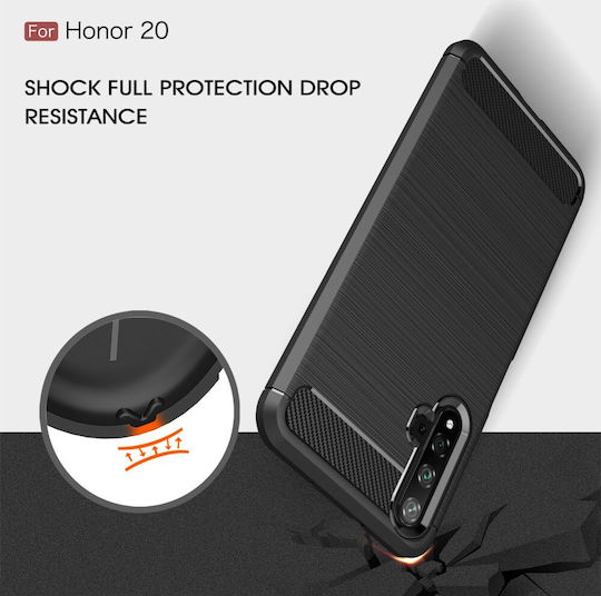 Brushed Carbon Back Cover Σιλικόνης Μαύρο (Huawei Nova 5T / Honor 20 / Honor 20)