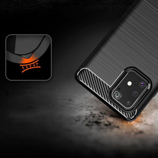 Hurtel Carbon Fiber Brushed Back Cover Σιλικόνης Μαύρο (Galaxy S10 Lite)