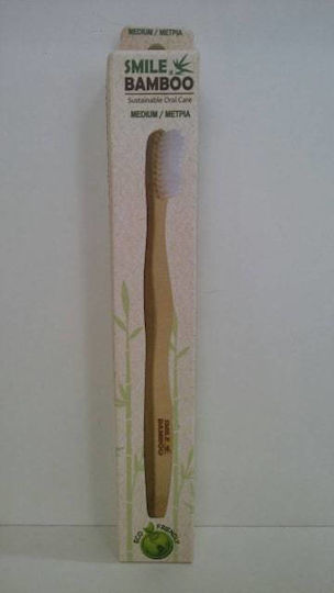 Bamboo Smiles Toothbrush Adults Manual Toothbrush Medium Beige