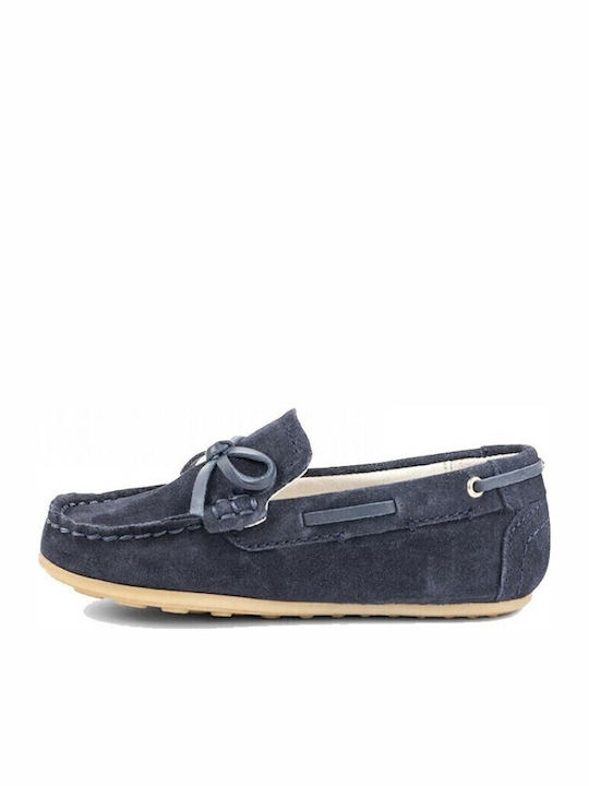 Boys Suede Moccasins with Laces Navy Blue