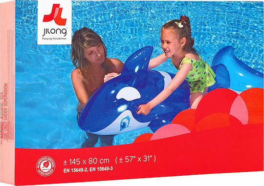 Jilong Whale Kid's Inflatable Ride On for Sea with Handles Light Blue 145x80cm