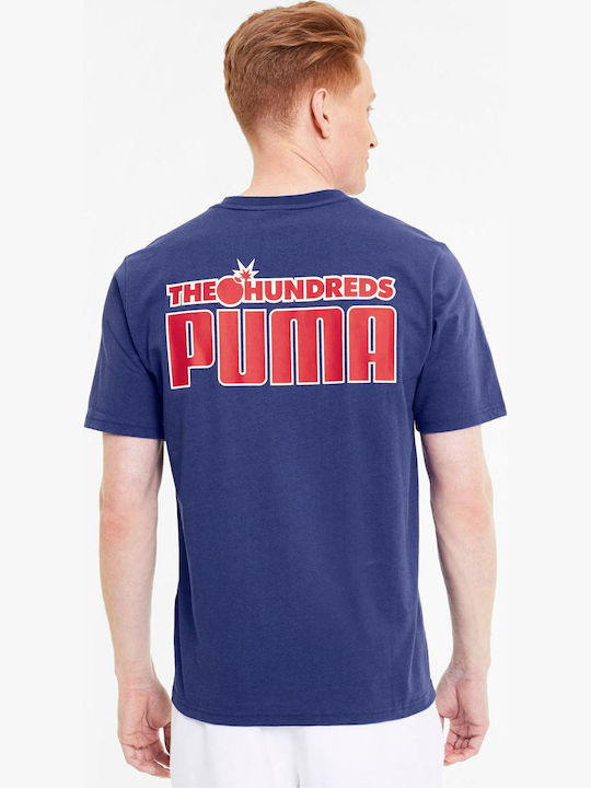 Puma x Hundreds Ανδρικό T-shirt Μπλε με Λογότυπο