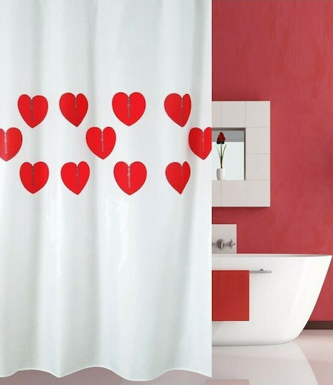 San Lorentzo Hearts Κουρτίνα Μπάνιου Υφασμάτινη 240x180 cm Κόκκινη San Lorentzo Hearts Κουρτίνα Μπάνιου Υφασμάτινη 240x180 cm Κόκκινη