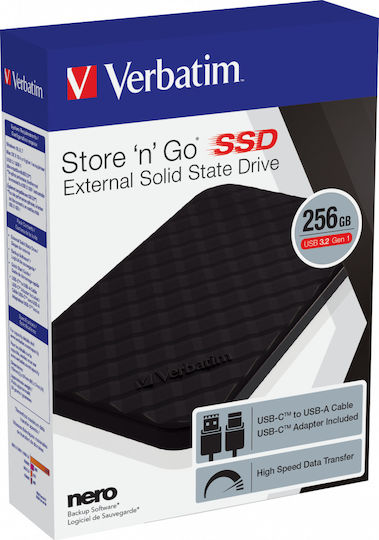 Verbatim Store 'n' Go SSD USB 3.2 256GB 2.5" Черен