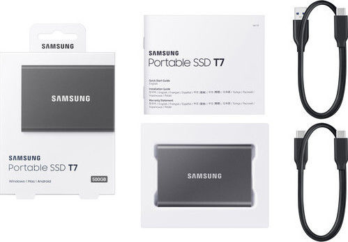 Samsung Portable SSD T7 USB 3.2 / USB-C 500ГБ 2.5" Сив титан