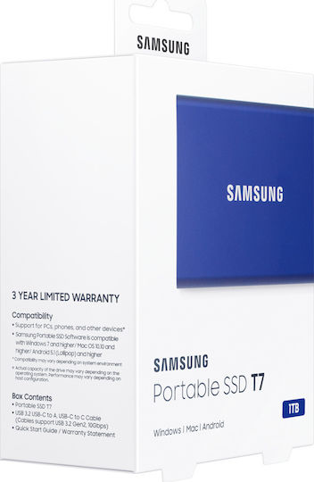 Samsung Portable SSD T7 USB 3.2 / USB-C 2TB Indigo Blue