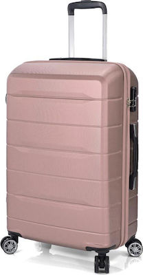 Benzi Cabin Travel Suitcase Hard Pink Gold with 4 Wheels Height 52cm